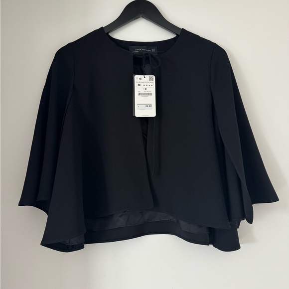 Zara Woman Black Cape Top NWT - Picture 3 of 5